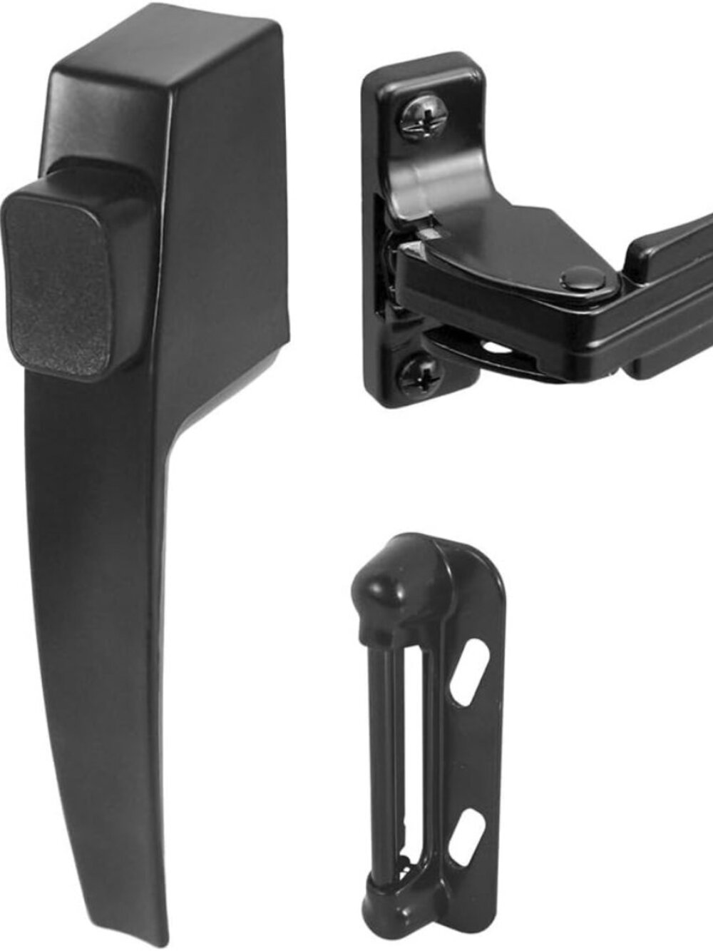 Push Button Latch Set for Screen & Storm Doors, Black (1 Set)